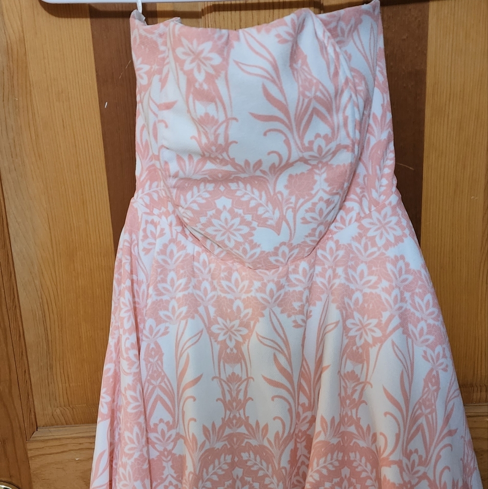 NWOT Women's Cals Sweetheart Strapless Pink White Floral Party Dress Small
